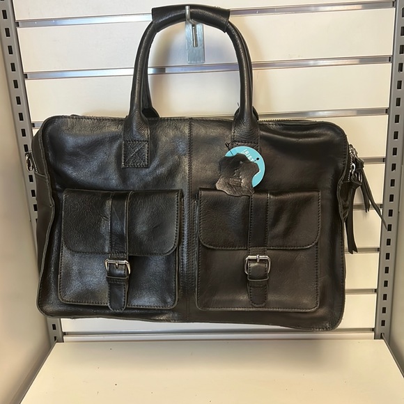 100% genuine leather bag with shoulder strap, multiple zip, polka dots - Picture 2 of 12